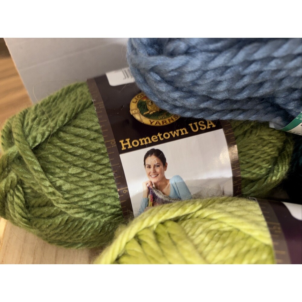 Yarn Lot Blue And Green Lion Brand Loops & Threads Acrylic Wool 4 Skeins - Picture 5 of 13